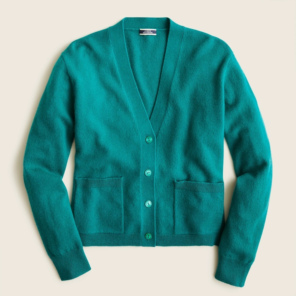 J. Crew Cashmere Patch Pocket Cardigan Sweater - Hammock Green - XXS